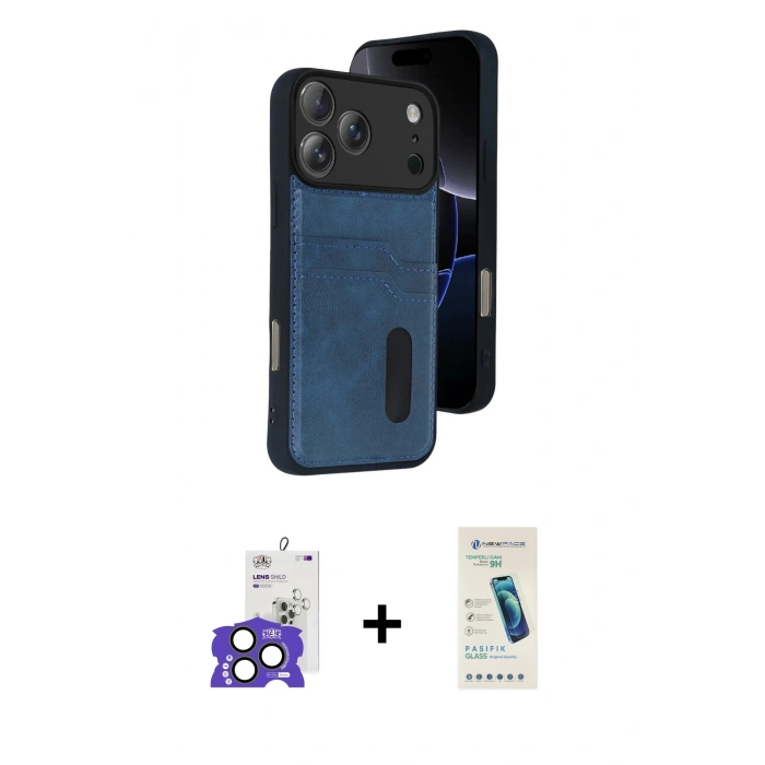 MARSİLYAN™- iPhone 17 Pro Max Kılıf Yörünge Işık Serisi - Şeffaf Pasifik Cam Ekran Koruyucu + Bilvis Titan Kamera Lens - NLGY