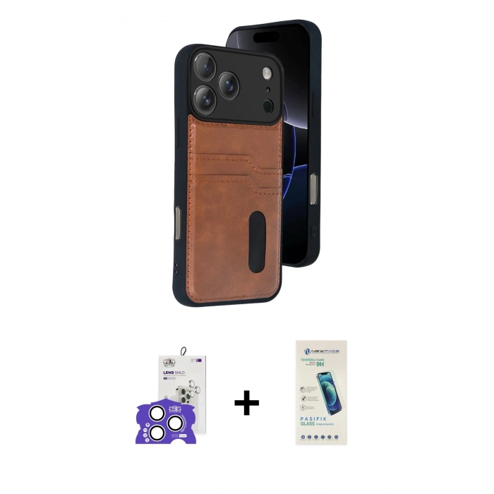MARSİLYAN™- iPhone 17 Pro Max Kılıf Yörünge Işık Serisi - Şeffaf Pasifik Cam Ekran Koruyucu + Bilvis Titan Kamera Lens - GS