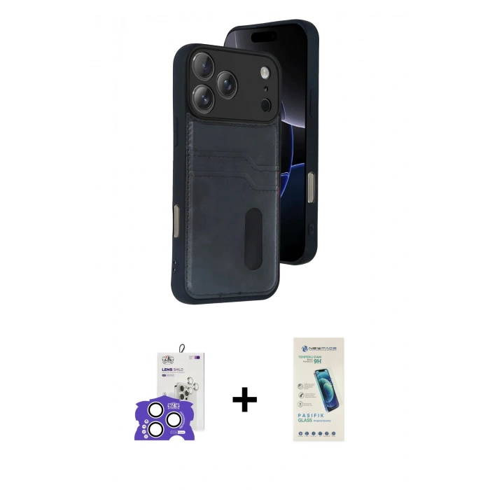 MARSİLYAN™- iPhone 17 Pro Max Kılıf Yörünge Işık Serisi - Şeffaf Pasifik Cam Ekran Koruyucu + Bilvis Titan Kamera Lens - GS