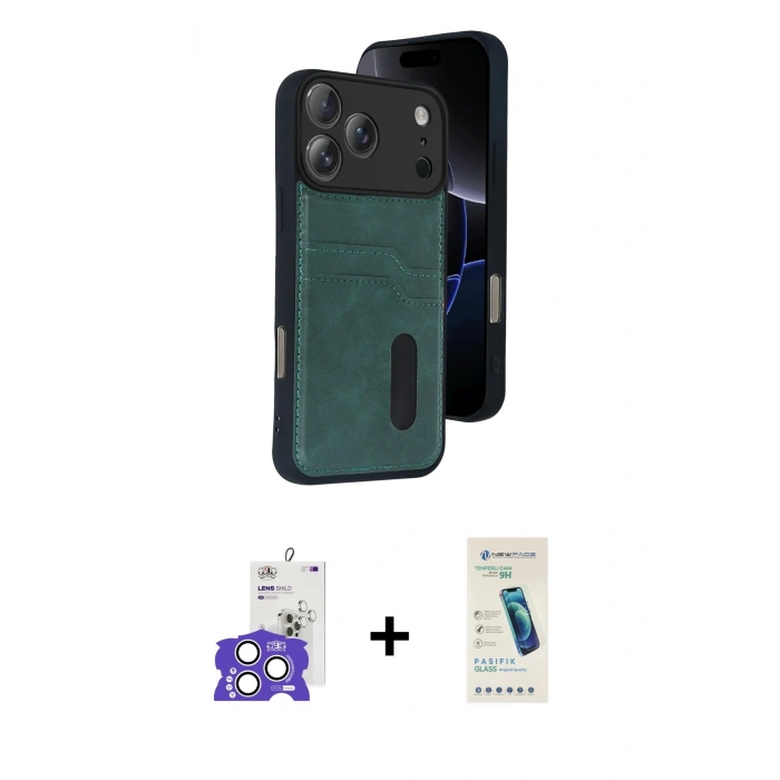 MARSİLYAN™- iPhone 17 Pro Max Kılıf Yörünge Işık Serisi - Şeffaf Pasifik Cam Ekran Koruyucu + Bilvis Titan Kamera Lens - GS