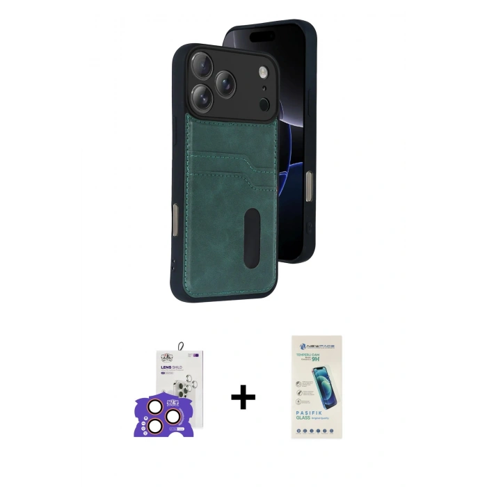 MARSİLYAN™- iPhone 17 Pro Max Kılıf Yörünge Işık Serisi - Şeffaf Pasifik Cam Ekran Koruyucu + Bilvis Titan Kamera Lens - TU