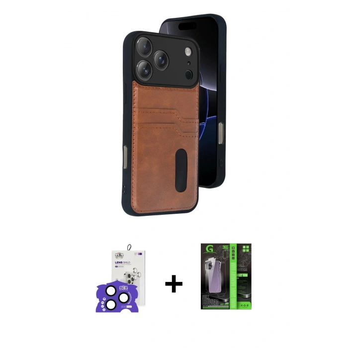 MARSİLYAN™- iPhone 17 Pro Max Kılıf Yörünge Işık Serisi - Siyah 360 Mat Full Body Arka Koruyucu + Bilvis Titan Kamera Lens - LT