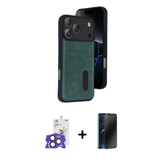 MARSİLYAN™- iPhone 17 Pro Max Kılıf Yörünge Işık Serisi - Siyah 3D Antistatik Hayalet Cam Ekran Koruyucu + Bilvis Titan Kamera Lens - NLGY