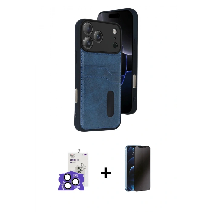 MARSİLYAN™- iPhone 17 Pro Max Kılıf Yörünge Işık Serisi - Siyah 3D Antistatik Hayalet Cam Ekran Koruyucu + Bilvis Titan Kamera Lens - NLGY