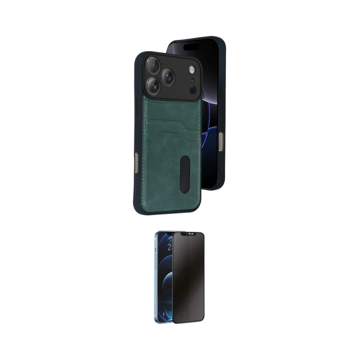 MARSİLYAN™- iPhone 17 Pro Max Kılıf Yörünge Işık Serisi - Siyah 3D Antistatik Hayalet Cam Ekran Koruyucu