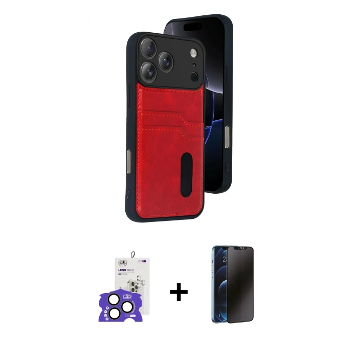 MARSİLYAN™- iPhone 17 Pro Max Kılıf Yörünge Işık Serisi - Siyah 3D Antistatik Hayalet Cam Ekran Koruyucu + Bilvis Titan Kamera Lens - NLGY