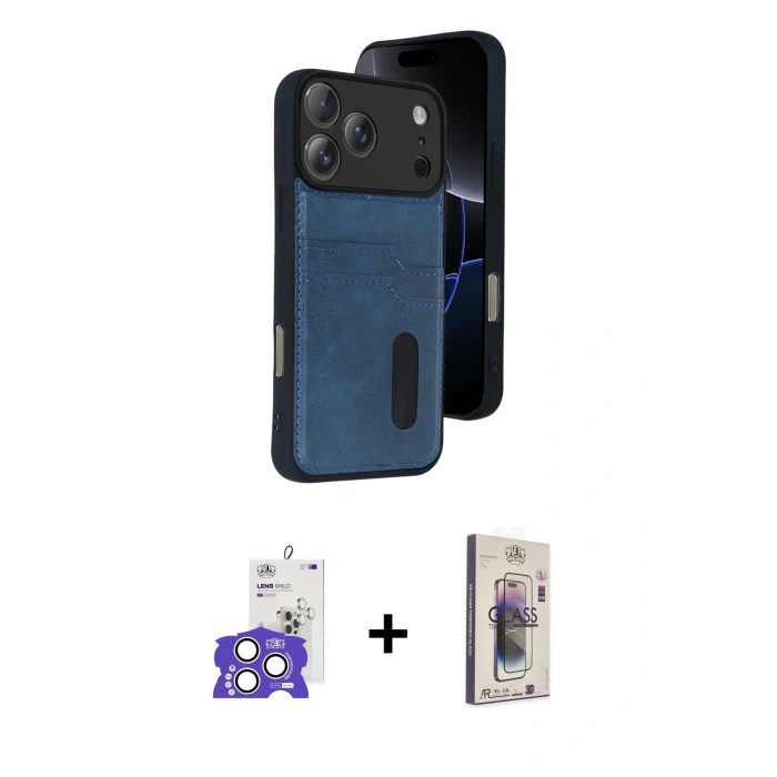 MARSİLYAN™- iPhone 17 Pro Max Kılıf Yörünge Işık Serisi - Siyah Bilvis 3D Cam Ekran Koruyucu + Bilvis Titan Kamera Lens - GS