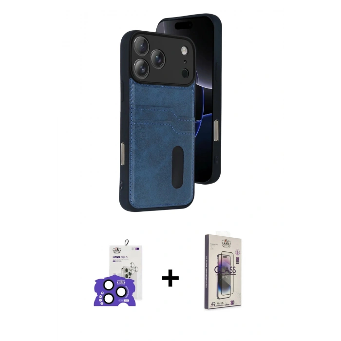MARSİLYAN™- iPhone 17 Pro Max Kılıf Yörünge Işık Serisi - Siyah Bilvis 3D Cam Ekran Koruyucu + Bilvis Titan Kamera Lens - LT