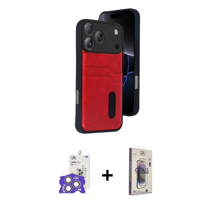 MARSİLYAN™- iPhone 17 Pro Max Kılıf Yörünge Işık Serisi - Siyah Bilvis 3D Cam Ekran Koruyucu + Bilvis Titan Kamera Lens - GS