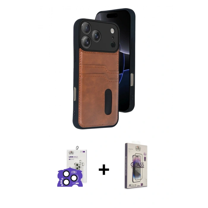 MARSİLYAN™- iPhone 17 Pro Max Kılıf Yörünge Işık Serisi - Siyah Bilvis 3D Cam Ekran Koruyucu + Bilvis Titan Kamera Lens - LT