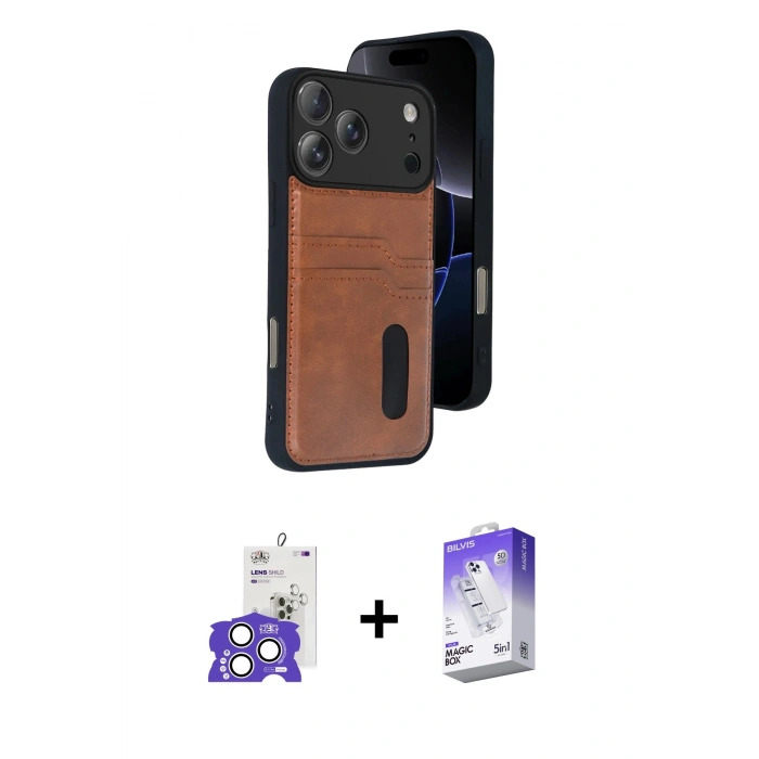 MARSİLYAN™- iPhone 17 Pro Max Kılıf Yörünge Işık Serisi - Siyah Bilvis 5in1 3D Magic Cam Ekran Koruyucu + Bilvis Titan Kamera Lens - GS