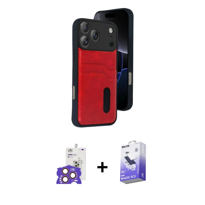 MARSİLYAN™- iPhone 17 Pro Max Kılıf Yörünge Işık Serisi - Siyah Bilvis 5in1 5D Magic Hayalet Cam Ekran Koruyucu + Bilvis Titan Kamera Lens - TU