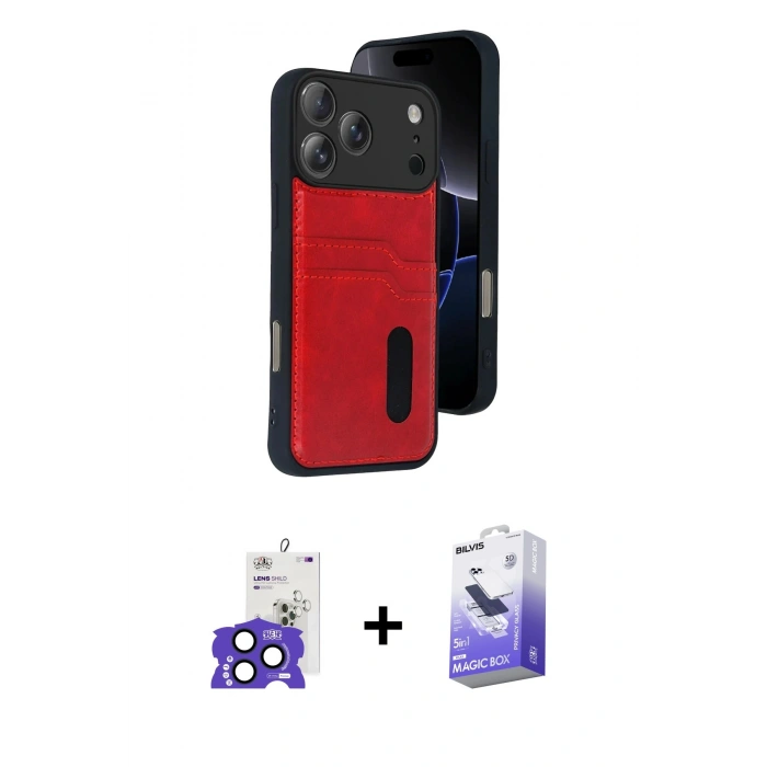 MARSİLYAN™- iPhone 17 Pro Max Kılıf Yörünge Işık Serisi - Siyah Bilvis 5in1 5D Magic Hayalet Cam Ekran Koruyucu + Bilvis Titan Kamera Lens - LT