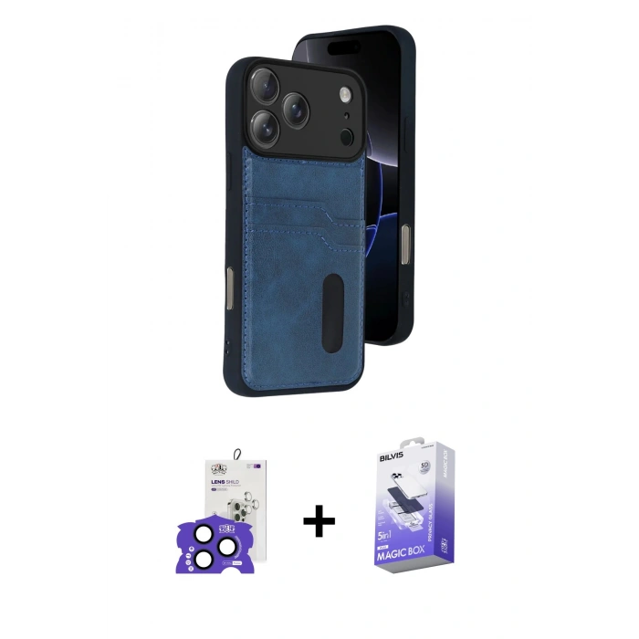 MARSİLYAN™- iPhone 17 Pro Max Kılıf Yörünge Işık Serisi - Siyah Bilvis 5in1 5D Magic Hayalet Cam Ekran Koruyucu + Bilvis Titan Kamera Lens - LT