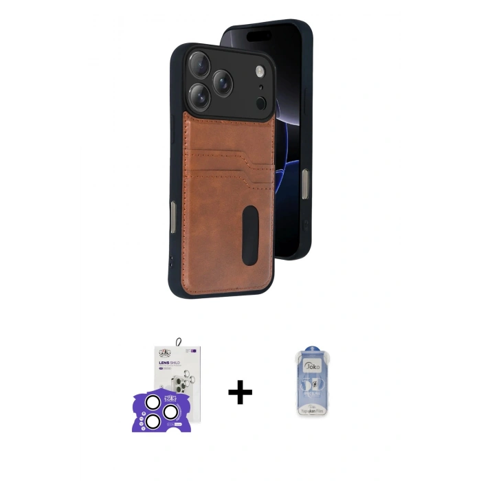MARSİLYAN™- iPhone 17 Pro Max Kılıf Yörünge Işık Serisi - Siyah Joko Magic 5D Cam + Gümüş Bilvis Titan Kamera Lens