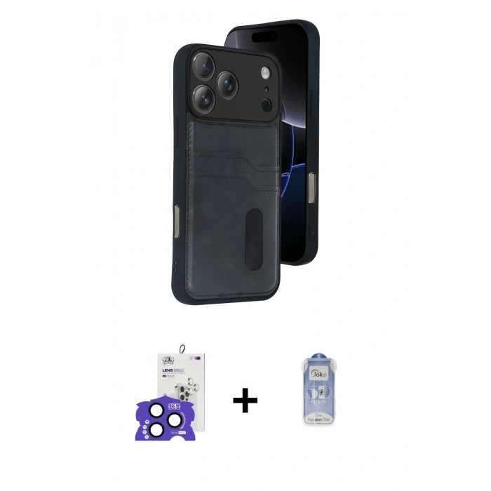 MARSİLYAN™- iPhone 17 Pro Max Kılıf Yörünge Işık Serisi - Siyah Joko Magic 5D Cam + Bilvis Titan Kamera Lens - LT