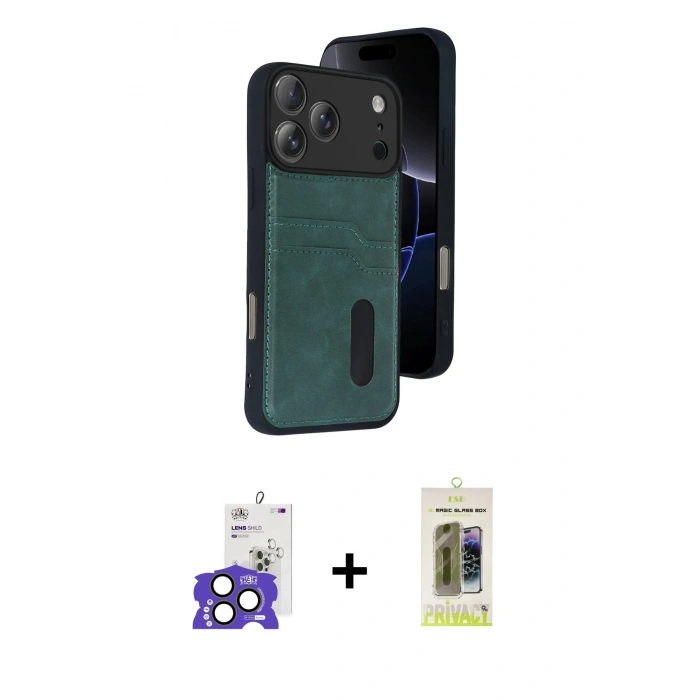 MARSİLYAN™- iPhone 17 Pro Max Kılıf Yörünge Işık Serisi - Siyah Joko Magic 5D Hayalet Cam + Bilvis Titan Kamera Lens - NLGY