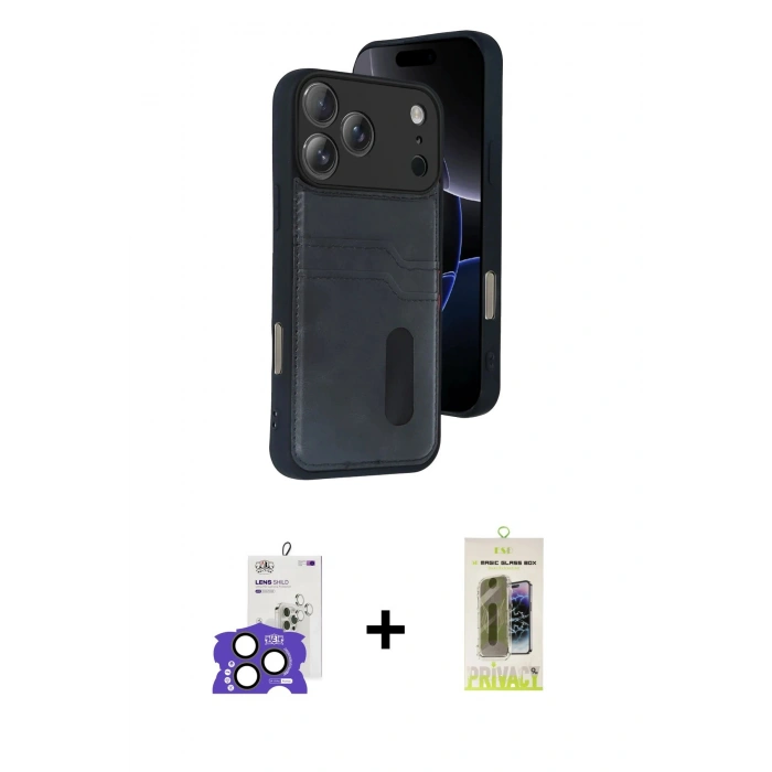 MARSİLYAN™- iPhone 17 Pro Max Kılıf Yörünge Işık Serisi - Siyah Joko Magic 5D Hayalet Cam + Bilvis Titan Kamera Lens - NLGY