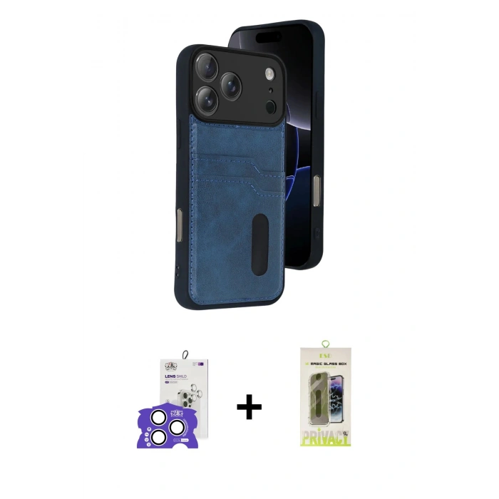 MARSİLYAN™- iPhone 17 Pro Max Kılıf Yörünge Işık Serisi - Siyah Joko Magic 5D Hayalet Cam + Bilvis Titan Kamera Lens - GS