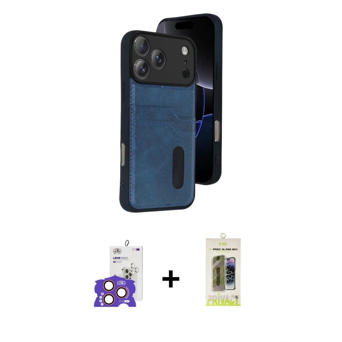 MARSİLYAN™- iPhone 17 Pro Max Kılıf Yörünge Işık Serisi - Siyah Joko Magic 5D Hayalet Cam + Bilvis Titan Kamera Lens - TU