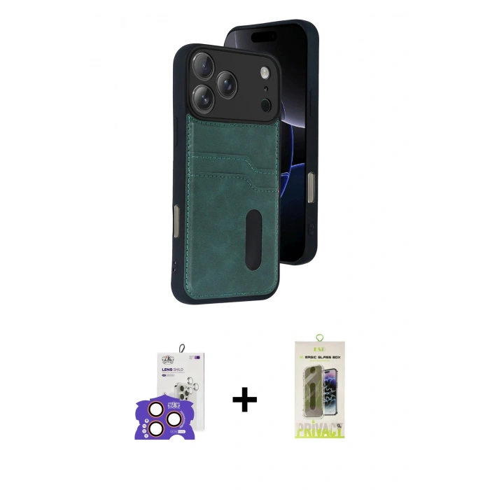 MARSİLYAN™- iPhone 17 Pro Max Kılıf Yörünge Işık Serisi - Siyah Joko Magic 5D Hayalet Cam + Bilvis Titan Kamera Lens - TU