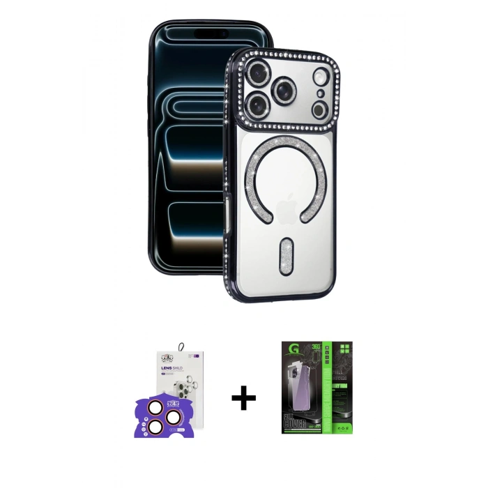 MARSİLYAN™- iPhone 17 Pro Max Kılıf Zirve Doku Prime - Şeffaf 360 Full Body Arka Koruyucu + Bilvis Titan Kamera Lens - TU