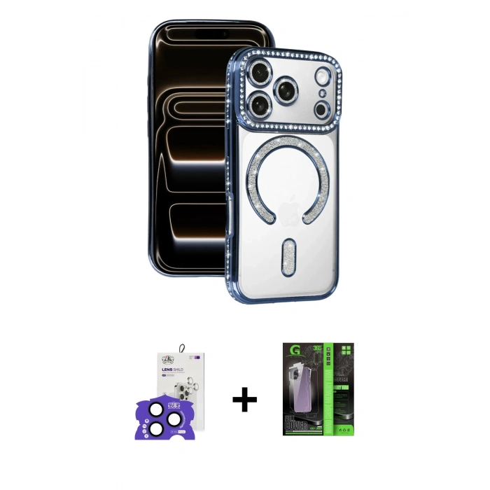 MARSİLYAN™- iPhone 17 Pro Max Kılıf Zirve Doku Prime - Şeffaf 360 Full Body Arka Koruyucu + Bilvis Titan Kamera Lens - LT