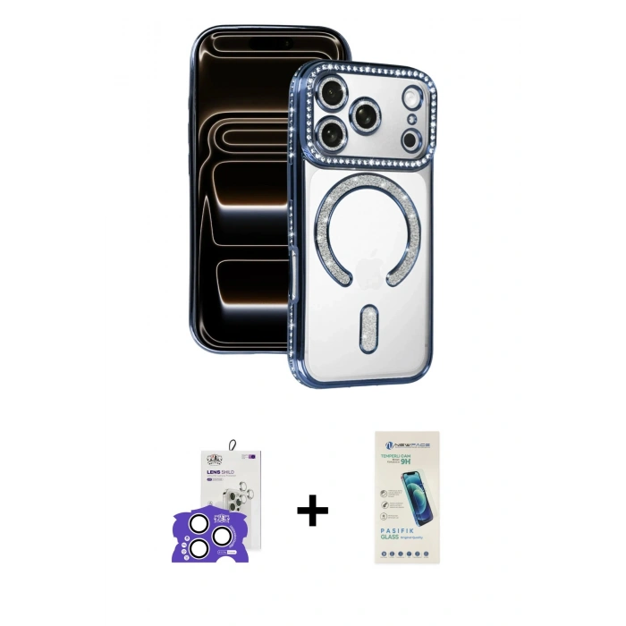 MARSİLYAN™- iPhone 17 Pro Max Kılıf Zirve Doku Prime - Şeffaf Pasifik Cam Ekran Koruyucu + Bilvis Titan Kamera Lens - GS