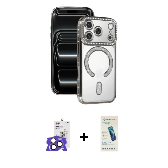 MARSİLYAN™- iPhone 17 Pro Max Kılıf Zirve Doku Prime - Şeffaf Pasifik Cam Ekran Koruyucu + Bilvis Titan Kamera Lens - NLGY
