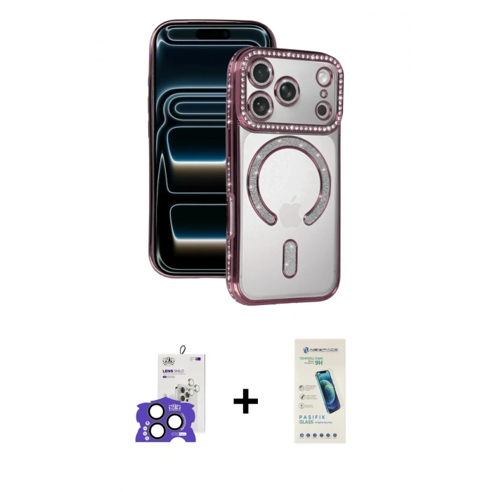 MARSİLYAN™- iPhone 17 Pro Max Kılıf Zirve Doku Prime - Şeffaf Pasifik Cam Ekran Koruyucu + Bilvis Titan Kamera Lens - NLGY