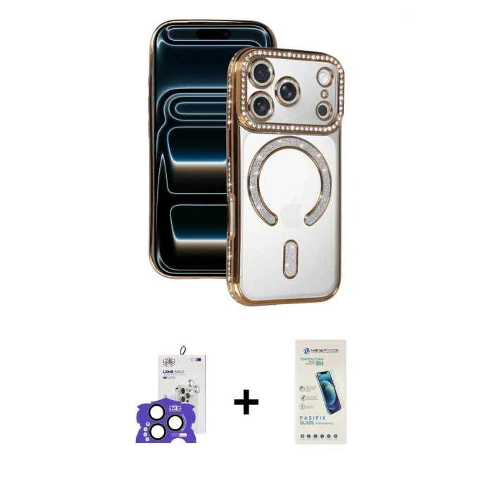 MARSİLYAN™- iPhone 17 Pro Max Kılıf Zirve Doku Prime - Şeffaf Pasifik Cam Ekran Koruyucu + Bilvis Titan Kamera Lens - NLGY