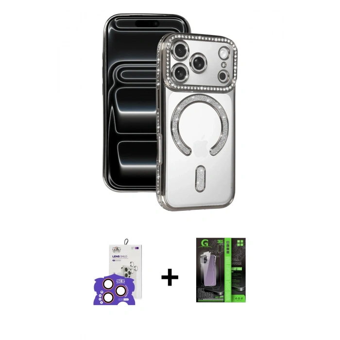 MARSİLYAN™- iPhone 17 Pro Max Kılıf Zirve Doku Prime - Siyah 360 Mat Full Body Arka Koruyucu + Bilvis Titan Kamera Lens - TU