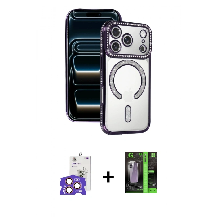 MARSİLYAN™- iPhone 17 Pro Max Kılıf Zirve Doku Prime - Siyah 360 Mat Full Body Arka Koruyucu + Bilvis Titan Kamera Lens - TU