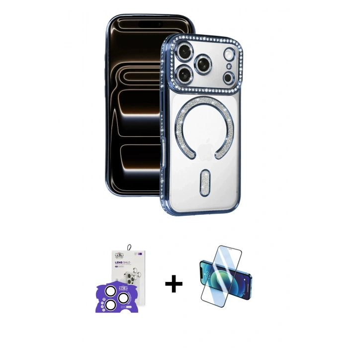 MARSİLYAN™- iPhone 17 Pro Max Kılıf Zirve Doku Prime - Siyah 3D Antistatik Cam Ekran Koruyucu + Bilvis Titan Kamera Lens - GS