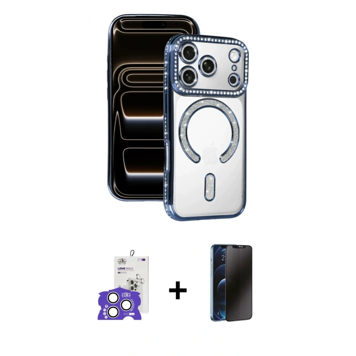 MARSİLYAN™- iPhone 17 Pro Max Kılıf Zirve Doku Prime - Siyah 3D Antistatik Hayalet Cam Ekran Koruyucu + Bilvis Titan Kamera Lens - GS