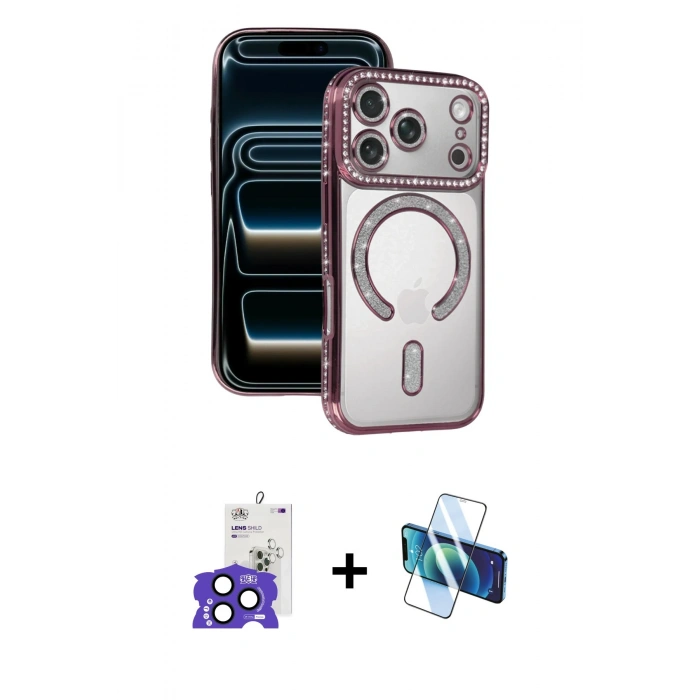 MARSİLYAN™- iPhone 17 Pro Max Kılıf Zirve Doku Prime - Siyah 3D Antistatik Seramik Nano Ekran Koruyucu + Bilvis Titan Kamera Lens - LT