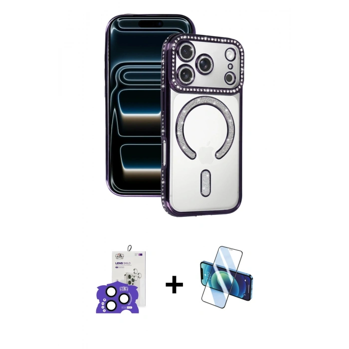 MARSİLYAN™- iPhone 17 Pro Max Kılıf Zirve Doku Prime - Siyah 3D Antistatik Seramik Nano Ekran Koruyucu + Bilvis Titan Kamera Lens - LT