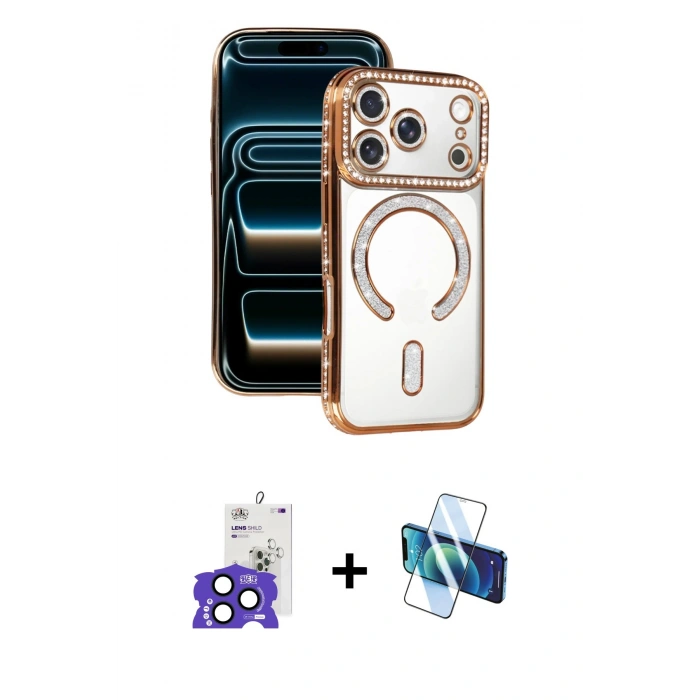 MARSİLYAN™- iPhone 17 Pro Max Kılıf Zirve Doku Prime - Siyah 3D Antistatik Seramik Nano Ekran Koruyucu + Bilvis Titan Kamera Lens - LT
