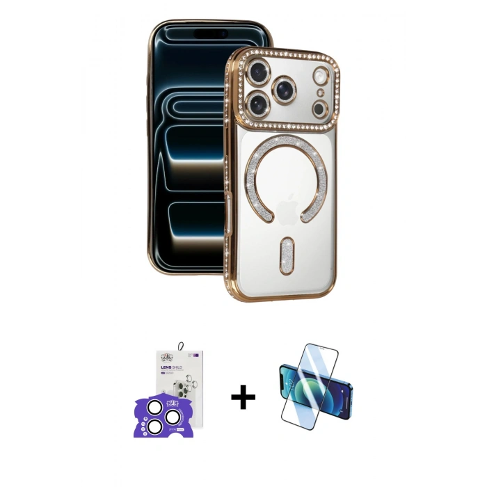 MARSİLYAN™- iPhone 17 Pro Max Kılıf Zirve Doku Prime - Siyah 3D Antistatik Seramik Nano Ekran Koruyucu + Gümüş Bilvis Titan Kamera Lens