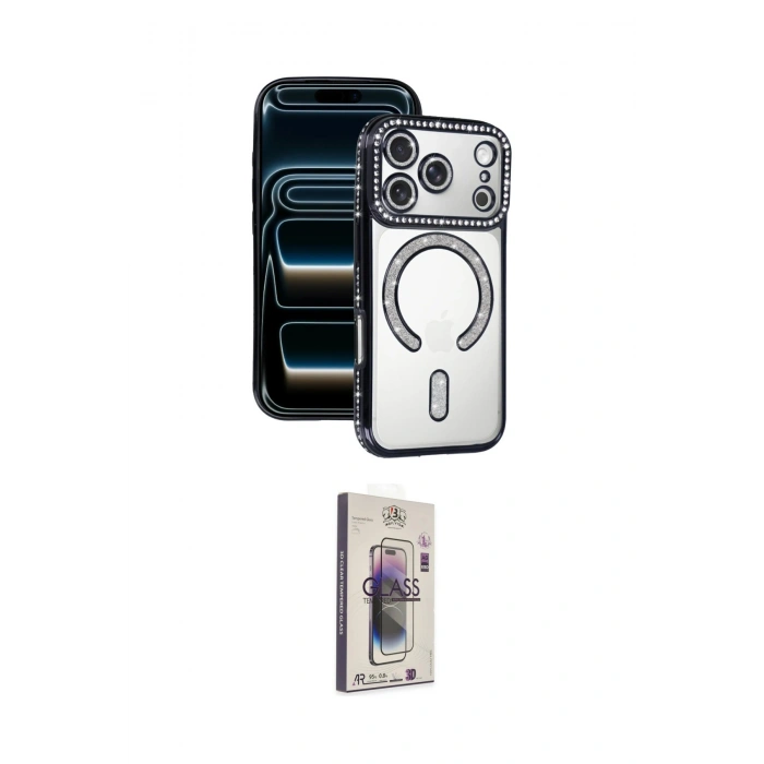 MARSİLYAN™- iPhone 17 Pro Max Kılıf Zirve Doku Prime - Siyah Bilvis 3D Cam Ekran Koruyucu