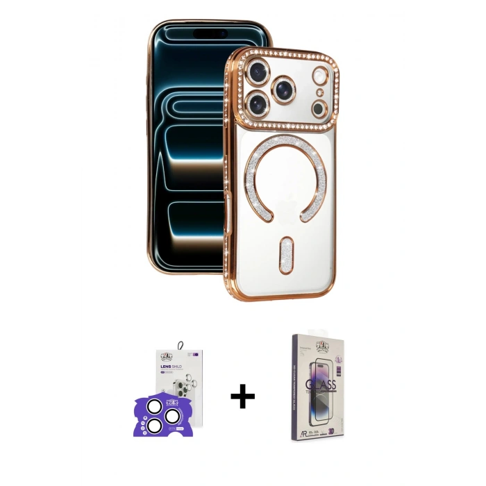 MARSİLYAN™- iPhone 17 Pro Max Kılıf Zirve Doku Prime - Siyah Bilvis 3D Cam Ekran Koruyucu + Bilvis Titan Kamera Lens - GS