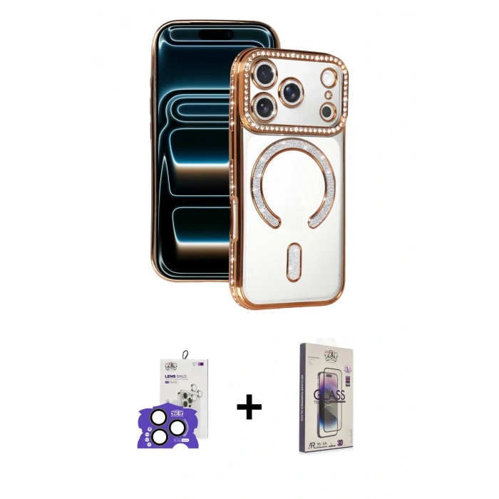 MARSİLYAN™- iPhone 17 Pro Max Kılıf Zirve Doku Prime - Siyah Bilvis 3D Cam Ekran Koruyucu + Bilvis Titan Kamera Lens - NLGY
