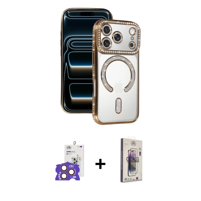 MARSİLYAN™- iPhone 17 Pro Max Kılıf Zirve Doku Prime - Siyah Bilvis 3D Cam Ekran Koruyucu + Bilvis Titan Kamera Lens - TU