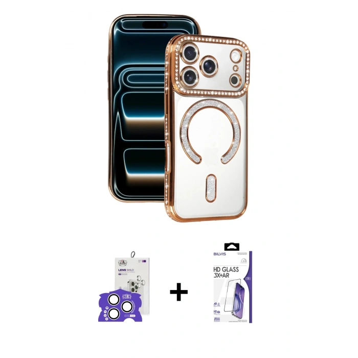 MARSİLYAN™- iPhone 17 Pro Max Kılıf Zirve Doku Prime - Siyah Bilvis 3X AR HD Cam Ekran Koruyucu + Bilvis Titan Kamera Lens - GS