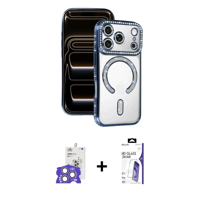 MARSİLYAN™- iPhone 17 Pro Max Kılıf Zirve Doku Prime - Siyah Bilvis 3X AR HD Cam Ekran Koruyucu + Bilvis Titan Kamera Lens - GS