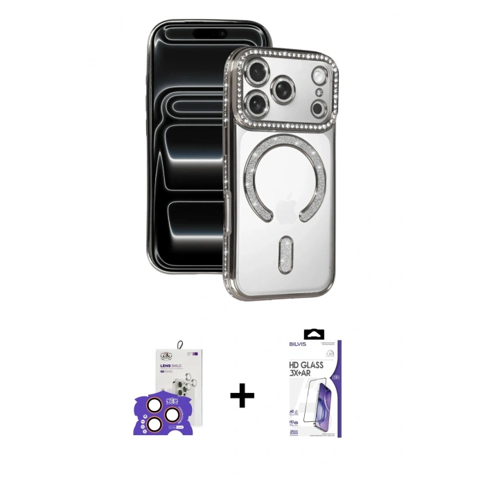 MARSİLYAN™- iPhone 17 Pro Max Kılıf Zirve Doku Prime - Siyah Bilvis 3X AR HD Cam Ekran Koruyucu + Bilvis Titan Kamera Lens - TU