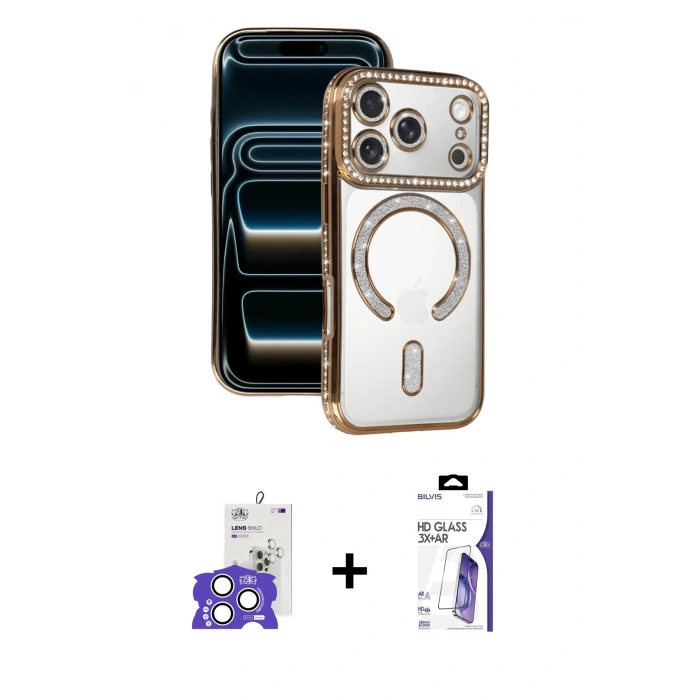 MARSİLYAN™- iPhone 17 Pro Max Kılıf Zirve Doku Prime - Siyah Bilvis 3X AR HD Cam Ekran Koruyucu + Bilvis Titan Kamera Lens - GS