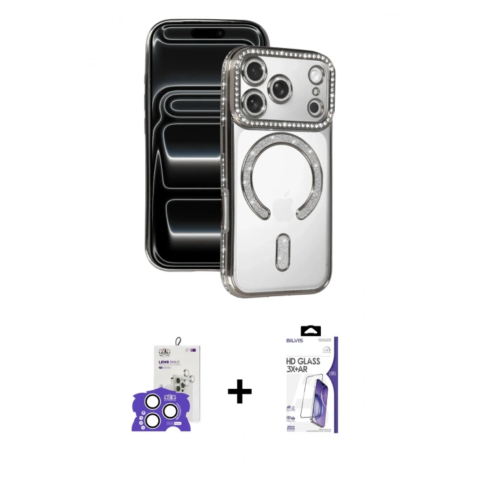 MARSİLYAN™- iPhone 17 Pro Max Kılıf Zirve Doku Prime - Siyah Bilvis 3X AR HD Cam Ekran Koruyucu + Bilvis Titan Kamera Lens - GS