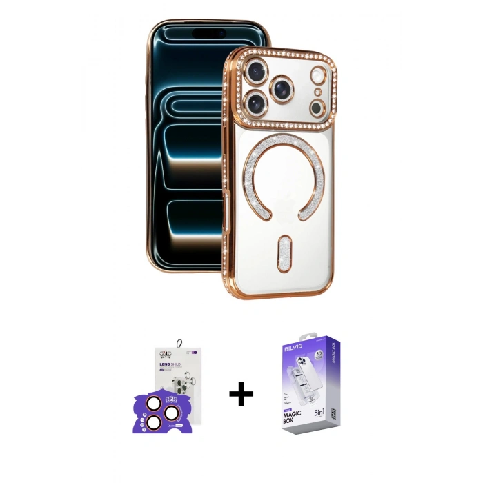 MARSİLYAN™- iPhone 17 Pro Max Kılıf Zirve Doku Prime - Siyah Bilvis 5in1 3D Magic Cam Ekran Koruyucu + Bilvis Titan Kamera Lens - TU