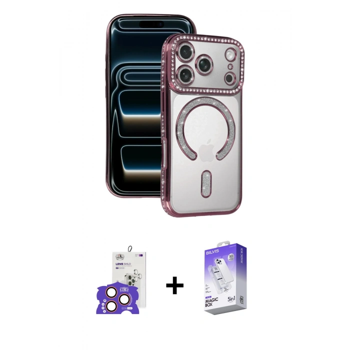 MARSİLYAN™- iPhone 17 Pro Max Kılıf Zirve Doku Prime - Siyah Bilvis 5in1 3D Magic Cam Ekran Koruyucu + Bilvis Titan Kamera Lens - TU